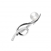 Brosa argint cu perla naturala si cristale DiAmanti FC0038-AS